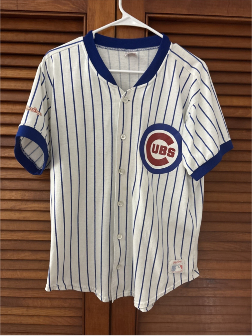 Chicago Cubs Rawlings Jersey MLB Vintage Pinstripe Button Adult Large